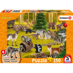 Puzzle Schmidt: Schleich - Wild Life: Viata ratonilor, 150 piese + Cadou: figurine animale, Schmidt