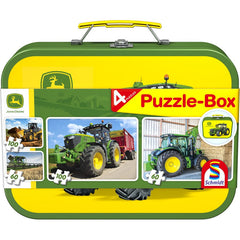 Puzzle Schmidt: John Deere - John Deere,  Set de 2 x 60 piese si 2 x 100 piese + Bonus: cufar metalic, Schmidt