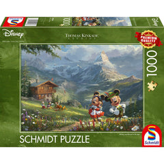 Puzzle Schmidt: Thomas Kinkade - Disney - Mickey si Minnie in Alpi, 1000 piese, Schmidt