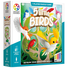 5 Little Birds, joc de logica cu 60 de provocari, 5+ ani, editie internationala, Smart Games - Publisol.ro