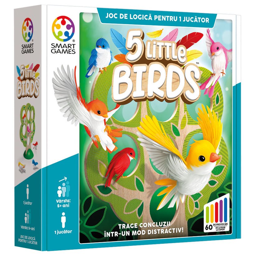 5 Little Birds, joc de logica cu 60 de provocari, 5+ ani, editie lb. Romana, Smart Games - Publisol.ro
