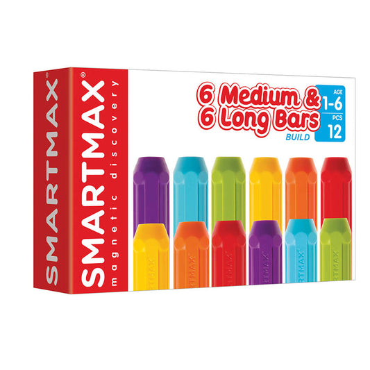 Joc magnetic Smart Max, XT set of 6 pcs short & 6 long bars, set cu 6 piese medii si 6 piese lungi, Smart Games