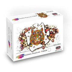 Puzzle din lemn multicolorat - Tigru, 138 piese, Eureka!