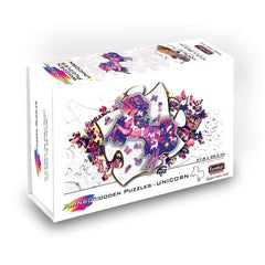 Puzzle din lemn multicolorat - Unicorn, 110 piese, Eureka!
