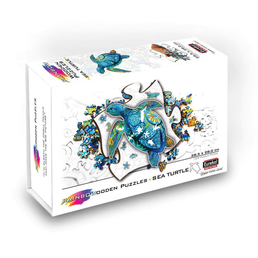 Puzzle din lemn multicolorat - Broasca testoasa, 125 piese, Eureka!