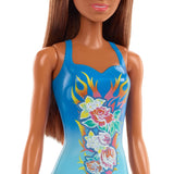 Papusa barbie satena cu costum de baie albastru, Mattel