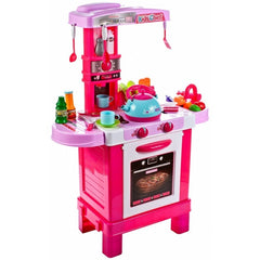 Bucatarie pentru fetite malplay cu electrocasnice ceainic si accesorii lumini si sunete, AS