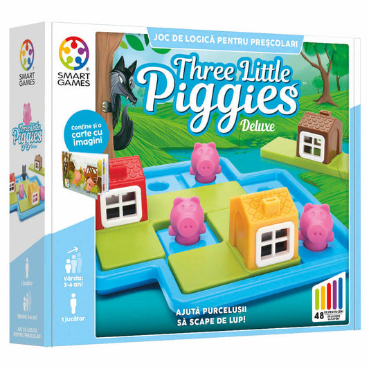 Three Little Piggies - Deluxe, joc de logica cu 48 de provocari, 3+ ani, editie lb. Romana, Smart Games