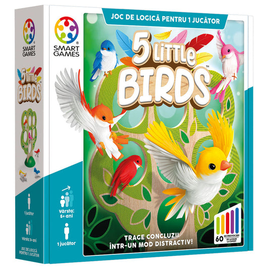 5 Little Birds, joc de logica cu 60 de provocari, 5+ ani, editie lb. Romana, Smart Games