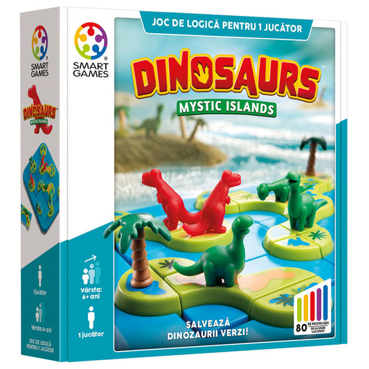 Dinosaurs Mystic Islands, joc de logica cu 80 de provocari, 6+ ani, editie lb. Romana, Smart Games