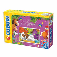 Cuburi puzzle - Animale - Puzzle 6 piese, D-Toys