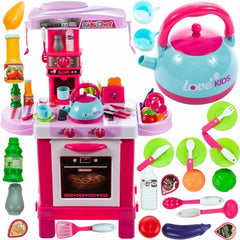 Bucatarie pentru fetite malplay cu electrocasnice ceainic si accesorii lumini si sunete, AS