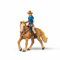 Papo figurina set cowgirl (vacarita) pe cal usa, Papo