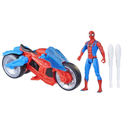 Spiderman set figurina si vehicul web blast cycle, Hasbro
