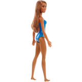 Papusa barbie satena cu costum de baie albastru, Mattel