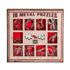 10 Metal Puzzles Set Red , Eureka!