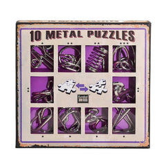 10 Metal Puzzles Set Purple , Eureka!