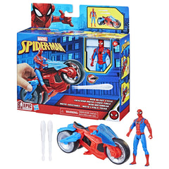 Spiderman set figurina si vehicul web blast cycle, Hasbro