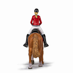 Papo figurina set echitatie cal si jocherita in jacheta rosie, Papo