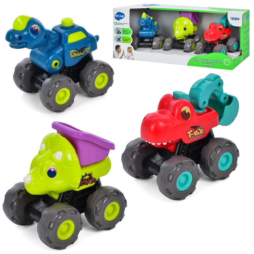 Set vehicule dinozauri cu sistem pull-back, Jucarii Bebe