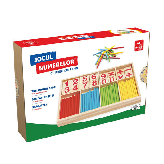 Jocul numerelor cu piese din lemn - Joc didactic, D-Toys