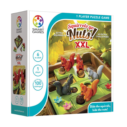 Squirrels Go Nuts! XXL, joc de logica cu 100 de provocari, 6+ ani, editie internationala, Smart Games