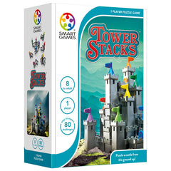 Tower Stacks, joc de logica cu 80 de provocari, 8+ ani, editie internationala, Smart Games