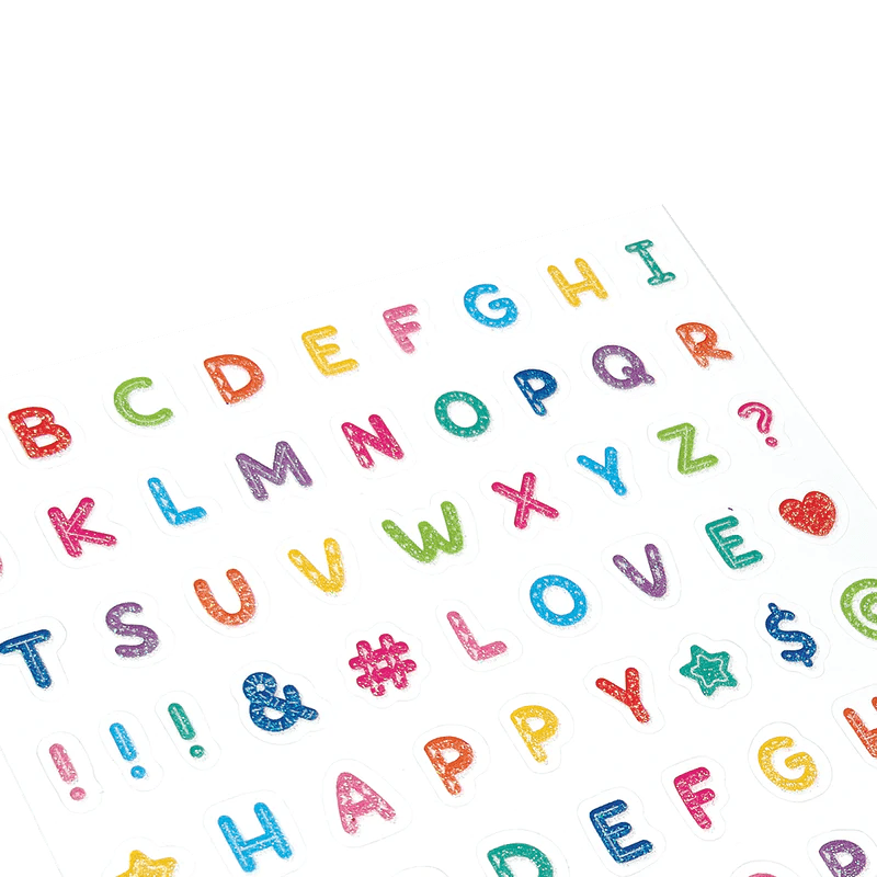 Abtibilduri cu sclipici Alfabet Stickiville - Ooly - Publisol.ro