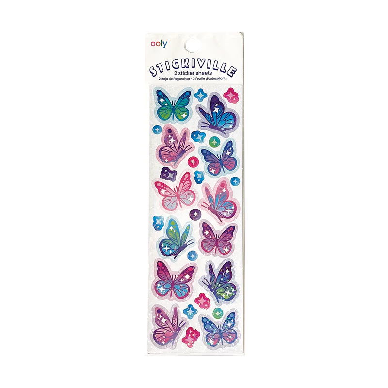 Abtibilduri holografice cu sclipici Stickiville Butterflies - Ooly - Publisol.ro
