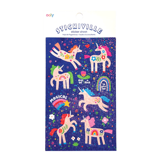 Abtibilduri holografice cu sclipici Stickiville Magical Unicorns - Ooly - Publisol.ro