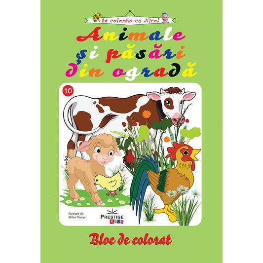 Animale si pasari din ograda - carte de colorat, de Prestige - Publisol.ro