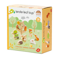 Animalute in copac, din lemn premium - Stacking Garden Friends - 16 piese - Tender Leaf Toys - Publisol.ro