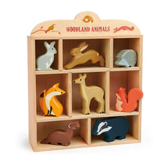 Animalutele padurii pe raft, din lemn premium - Woodland Animals - 8 piese - Tender Leaf Toys - Publisol.ro
