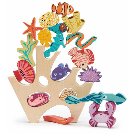 Asezarea cu corali, din lemn premium - Stacking Coral Reef - 18 piese - Tender Leaf Toys - Publisol.ro