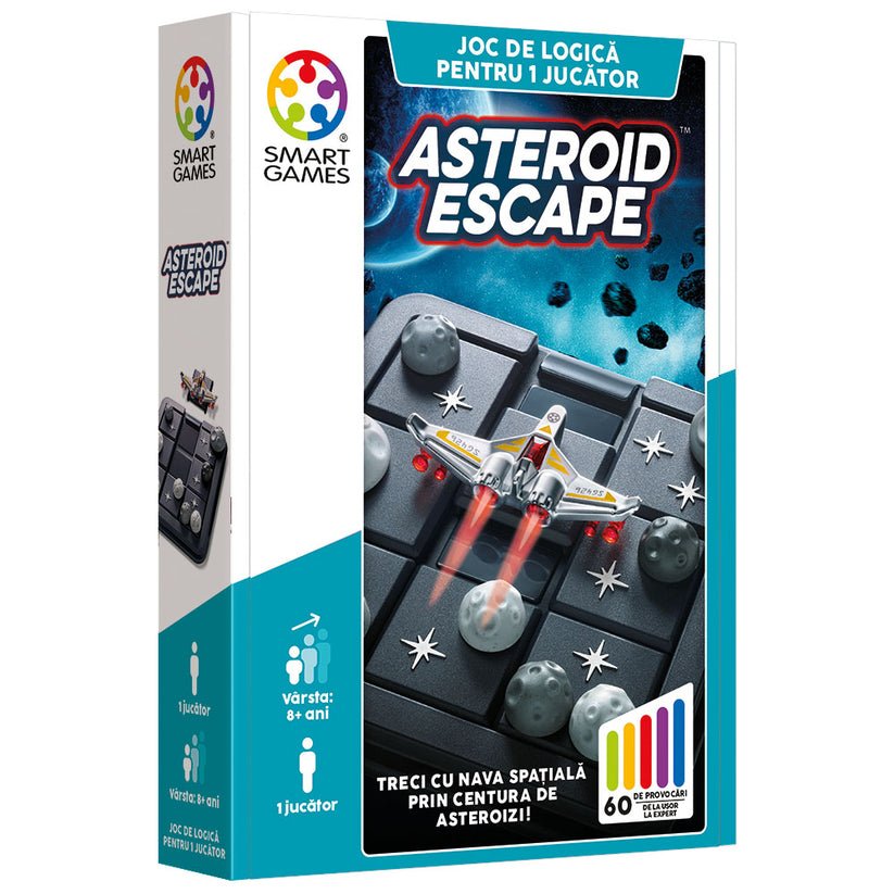 Asteroid Escape, joc de logica cu 60 de provocari, 8+ ani, editie lb. Romana, Smart Games - Publisol.ro
