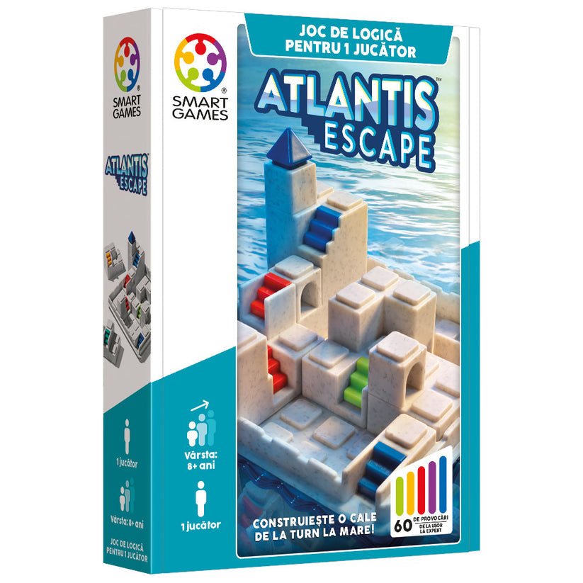 Atlantis Escape, joc de logica cu 60 de provocari, 8+ ani, editie lb. Romana, Smart Games - Publisol.ro