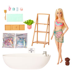 Babrie self care set papusa si baie cu confetti, Mattel - Publisol.ro