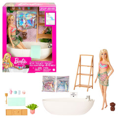 Babrie self care set papusa si baie cu confetti, Mattel - Publisol.ro