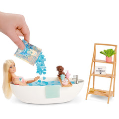 Babrie self care set papusa si baie cu confetti, Mattel - Publisol.ro