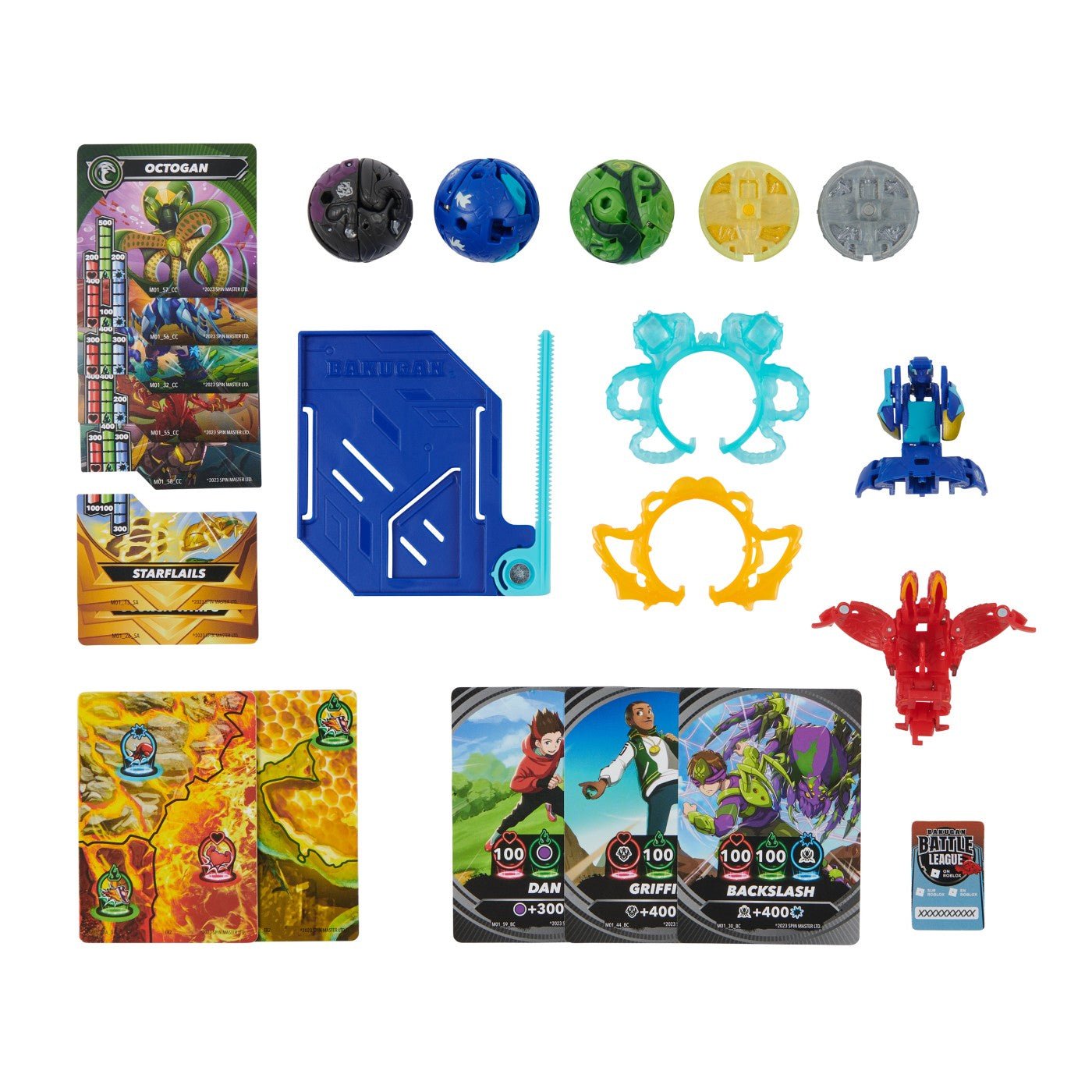 Bakugan set de lupta nillious, mantid, bruiser, octogan si trox, Spin Master - Publisol.ro