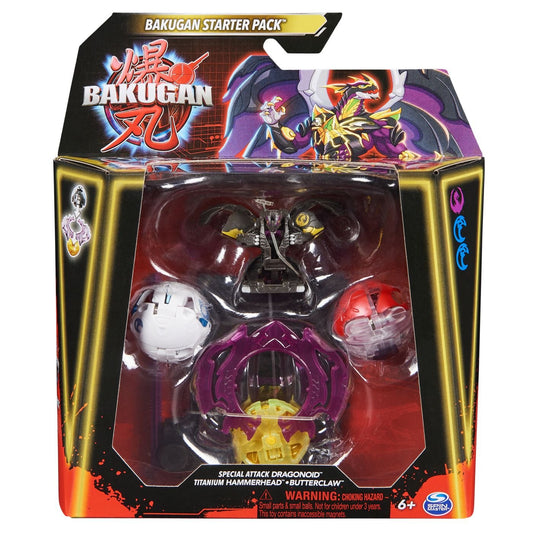 Bakugan starter pack dragonoid titanium hammerhead butterclaw, Spin Master - Publisol.ro