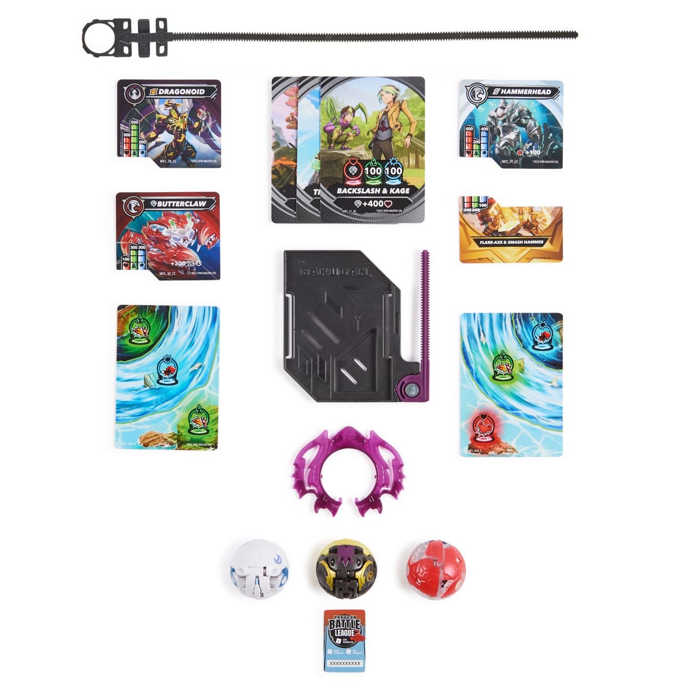 Bakugan starter pack dragonoid titanium hammerhead butterclaw, Spin Master - Publisol.ro