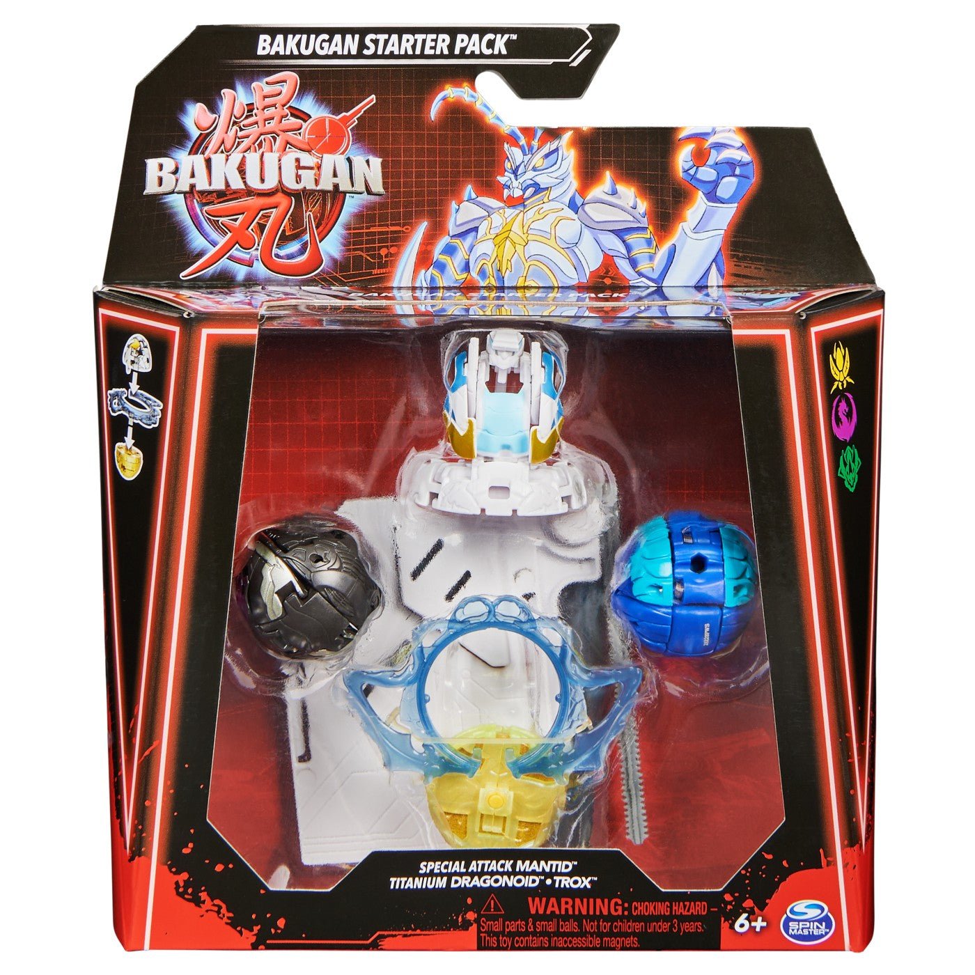 Bakugan starter pack mantid, titanium dragonoid si trox, Spin Master - Publisol.ro