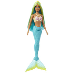 Barbie dreamtropia papusa sirena cu corest galben si coada albastra, Mattel - Publisol.ro