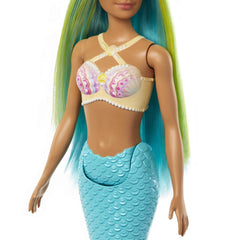 Barbie dreamtropia papusa sirena cu corest galben si coada albastra, Mattel - Publisol.ro