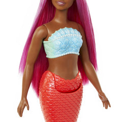 Barbie dreamtropia papusa sirena cu par magenta si coada portocalie, Mattel - Publisol.ro