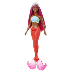 Barbie dreamtropia papusa sirena cu par magenta si coada portocalie, Mattel - Publisol.ro