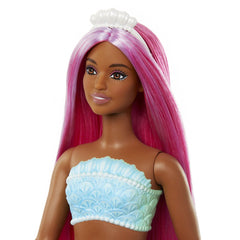 Barbie dreamtropia papusa sirena cu par magenta si coada portocalie, Mattel - Publisol.ro
