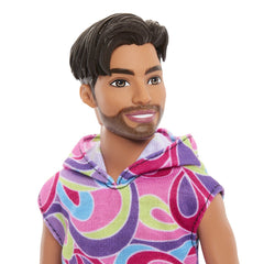 Barbie papusa baiat fashionistas brunet cu barba si tricou cu gluga, Mattel - Publisol.ro
