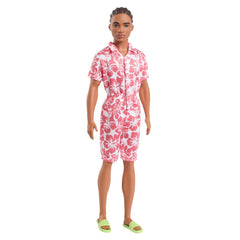 Barbie papusa baiat fashionistas in salopeta stil hawaian si sandale verzi, Mattel - Publisol.ro